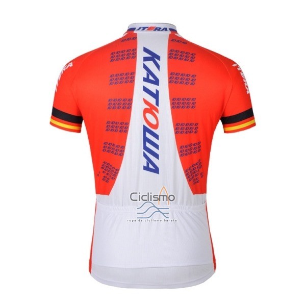 Katusha Ropa Ciclismo Culotte Corto 2018 Mangas Cortas Blanco Rojo